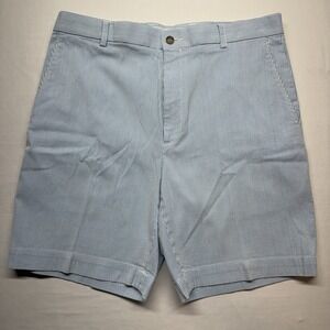 Oxford Golf Stretch Seersucker Shorts Blue White Stripe Mens 34 8.5" Inseam